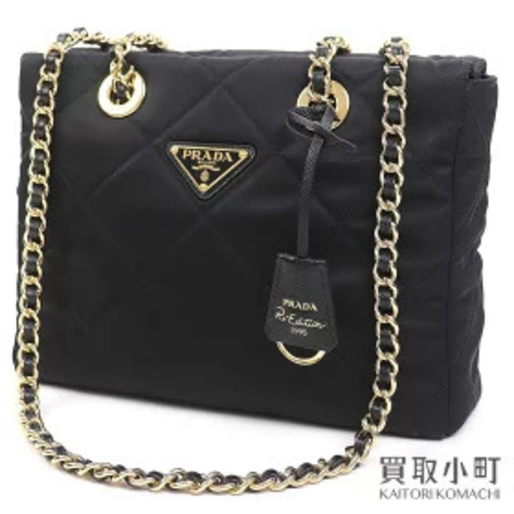 Prada Re Edition Chain Re Tote Bag Black Triangle Shoulder Tessuto Quilted